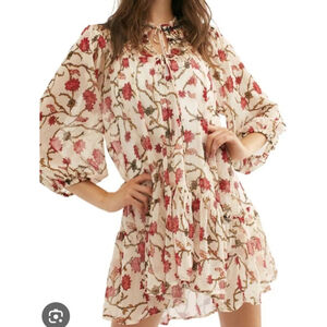 FREE PEOPLE Sz S KEEPING UP WITH KARA LONG SLEEVE TUNIC IVORY Boho Hippie 70's